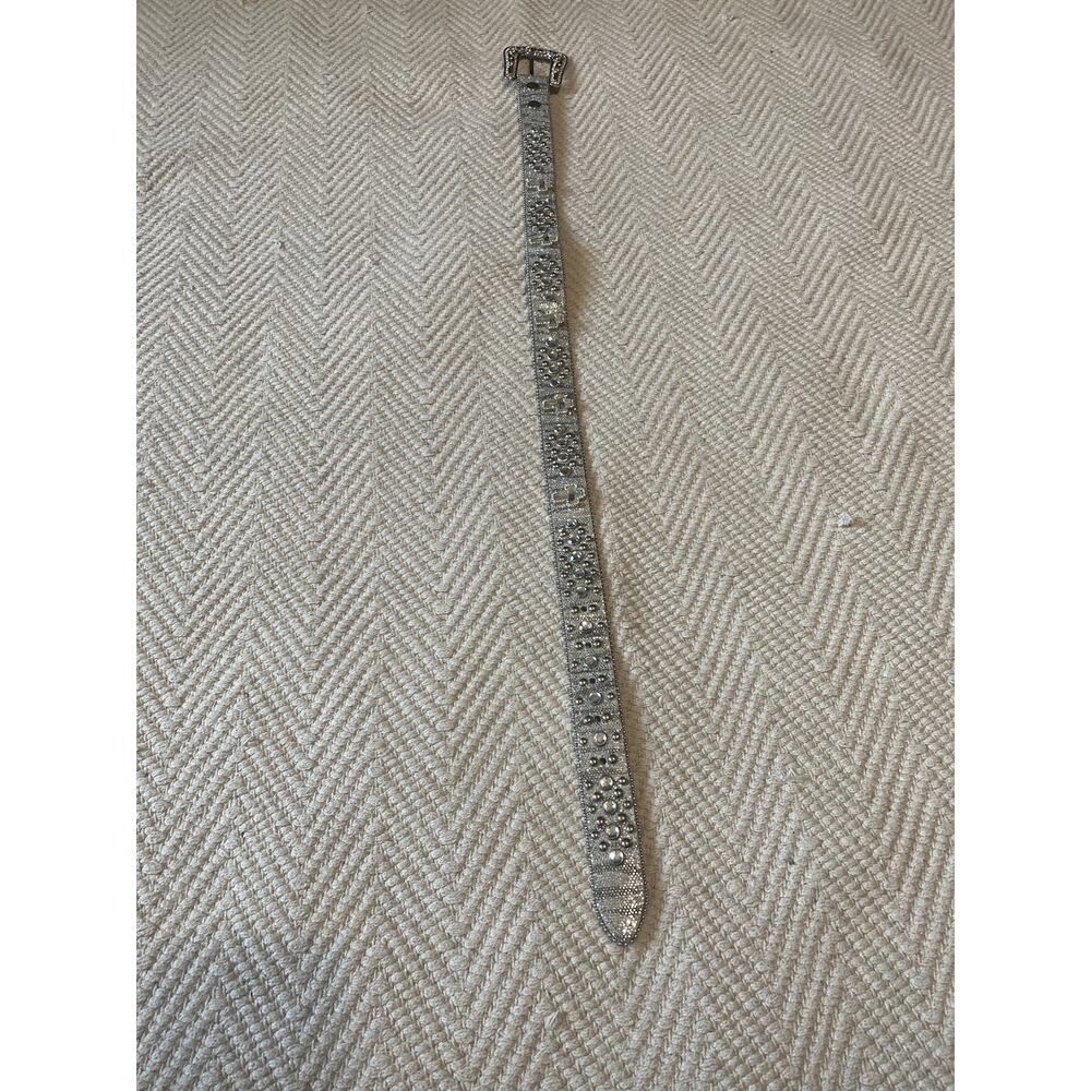 Western Belt Size 26 Rhinestone Bling Silver Glitter Crystal Cross Studded Y2K - Picture 8 of 10